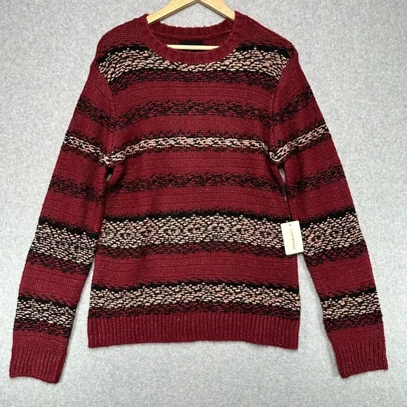 Lucky‎ Brand Fair Isle Jacquard Crew Neck Sweater Cabernet Combo Mens Size Large - Picture 5 of 12